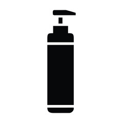 Fototapeta premium A blank set of isolated cosmetic bottles and containers with pumps and sprays for liquid and cream hygiene products shampoo battle bold black silhouette vector icon illustration on white background