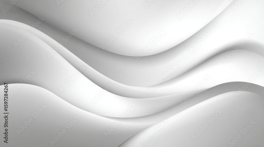 Poster curved white shapes flow gracefully in a seamless pattern, creating a serene and sophisticated aesth