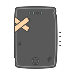 注意！落下衝撃や経年劣化で破損・膨張したモバイルバッテリー、黒色・ブラック