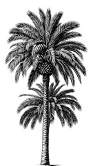 Detailed ink drawing of a palm tree