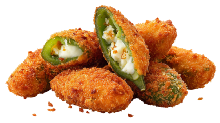 Fried jalapeno poppers. isolated object, white background