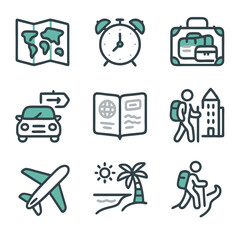 travel icons set