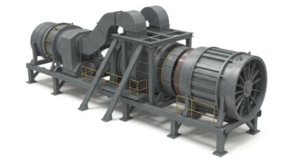 Gray industrial processing machine illustration
