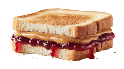 Peanut butter and jelly sandwich. white background