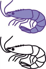 Shrimp Icons. Crustaceans, Seafood. Vector Illustration. Seafood Delicacy
