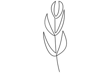Botanical one line leaves vector illustration with elegant continuous contour outline design
