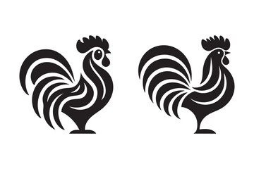 Rooster Silhouette Logo – Tribal Farm Animal Vector Design