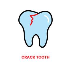 Crack Tooth icon, dental care, vector illustration, filled style, best used for web
