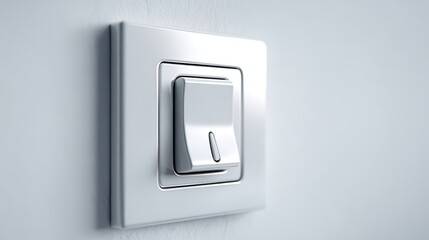 Fototapeta premium Close-up of a modern white light switch on a wall.