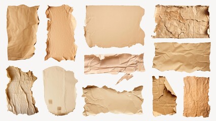 Brown torn paper design element set