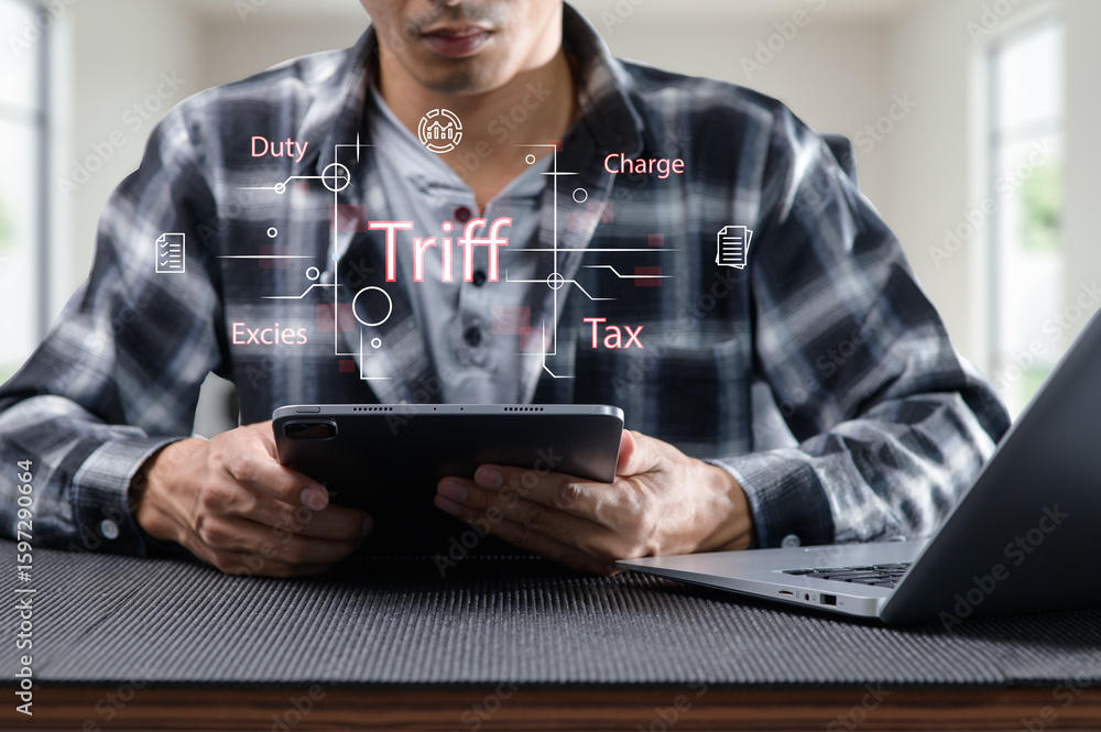 Aufkleber understanding taxation concepts with digital devices and charts
