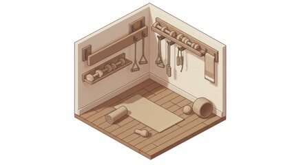 Home gym isometric illustration