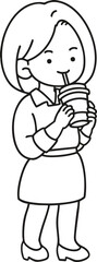 a woman drinking coffee