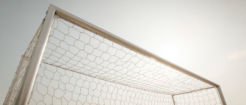 The soccer goal framed by a warm sunset glow over the field. - Powered by Adobe