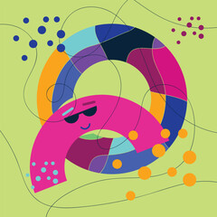 Colorful geometric abstract cartoon, cute poster idea for kids, trendy vector illustration
