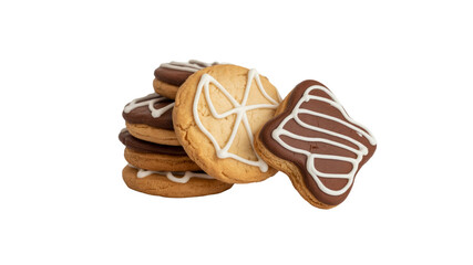 Delicious Assortment of Iced Cookies - Chocolate and Vanilla Shortbread Biscuits