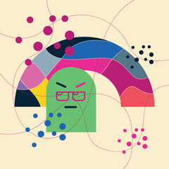 Colorful geometric abstract cartoon, cute poster idea for kids, trendy vector illustration
