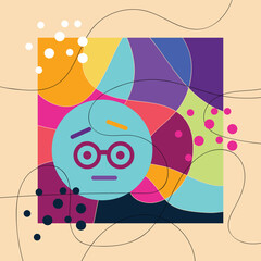 Colorful geometric abstract cartoon, cute poster idea for kids, trendy vector illustration
