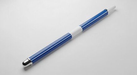 Blue Pen on White Background Simple Minimalist Stationery Illustration