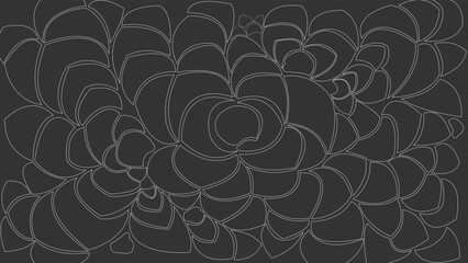 Black and white flower petal illustration line background design. Light and dark combination. Minimalist pastel color design.