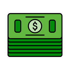 Money icon. Lineal color style.