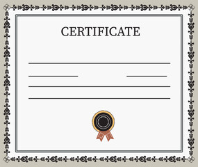 certificate paper diploma, vector template, vintage design, business