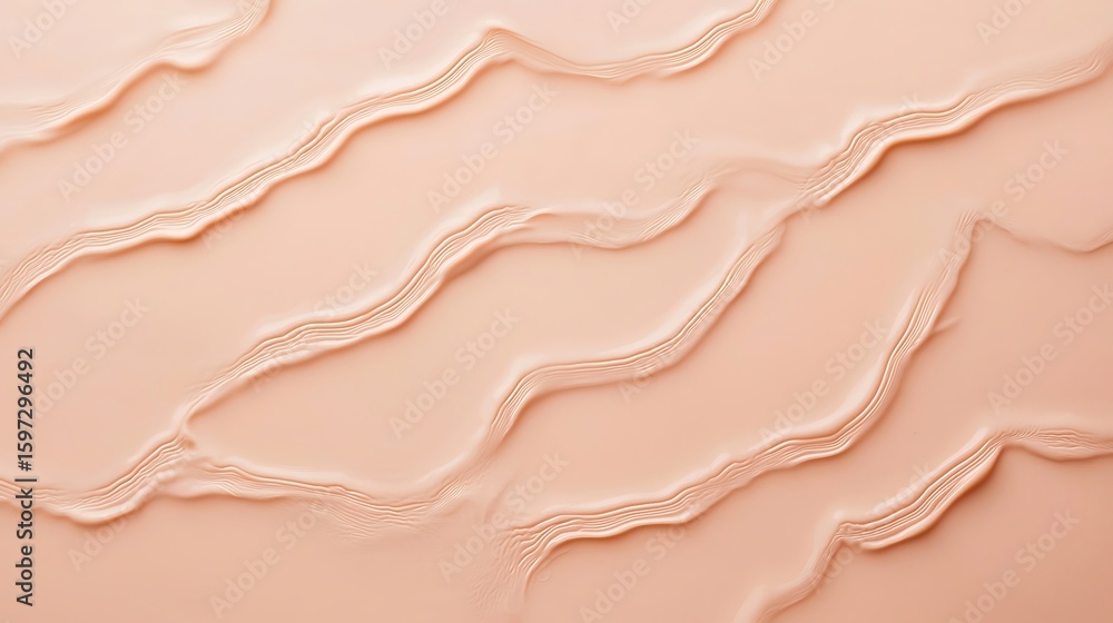 Poster abstract image showing textured, wavy lines on a soft peach background, resembling sand dunes or flu