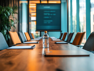 Office boardroom session with digital presentation