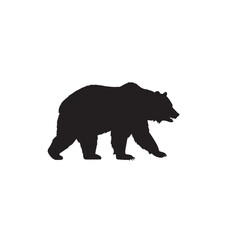 Bear Walking Silhouette on White Background – Vector Illustration for Symbolic Wilderness, Natural Strength, and Forest Motion Concepts