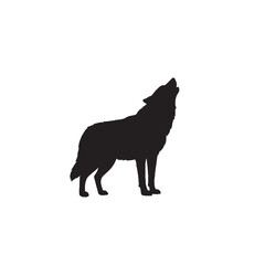 Wolf Howling Silhouette on White Background – Vector Illustration for Symbolic Wilderness, Nocturnal Emotion, and Nature-Inspired Power Concepts