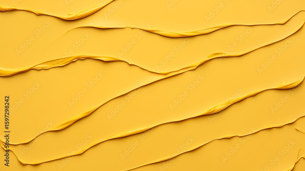 Aufkleber abstract yellow paint with smooth, wavy textured strokes creating a layered, artistic pattern on a f