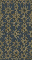 Intricate Golden Star Pattern on Dark Blue Background with a Luxurious Aesthetic appeal