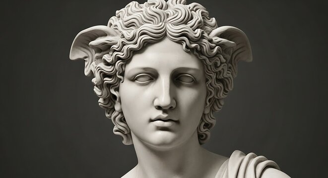 Classical Sculpture Portrait Against a Dark Background