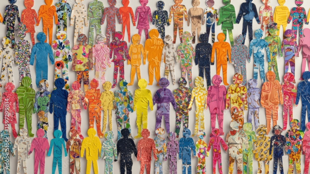Poster a vibrant collection of silhouettes in various colors and patterns creates a dynamic visual impact o
