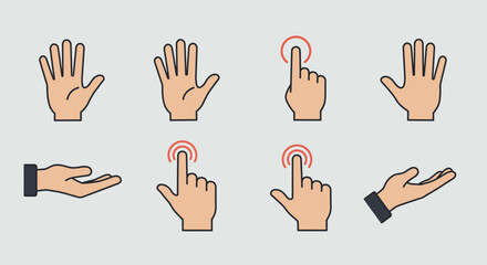 Minimalist Hand Gesture Icon Set Collection