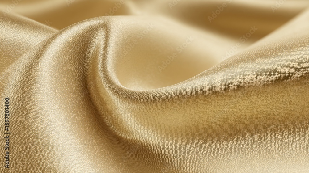 Aufkleber luxurious golden fabric is draped in gentle waves, reflecting soft light that highlights its smooth 