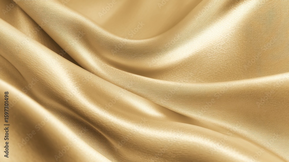 Poster luxurious golden fabric displays a smooth surface with gentle folds and a soft sheen. the warm color