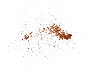 Pile cocoa powder isolated on white, top view. Cocoa powder explosion on white background. pile cinnamon powder isolated on white background. Cocoa Powder Isolated, Cacao Dust Pile.