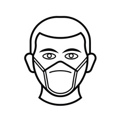 Face mask outline graphic isolated on white background