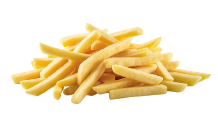Heap of Golden French Fries, Crispy Potato Fries, Uncooked Potato Sticks