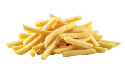 Heap of Golden French Fries, Crispy Potato Fries, Uncooked Potato Sticks