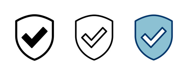Shield check mark icon vector isolated on white background. Protection approve sign. Safe icon vector