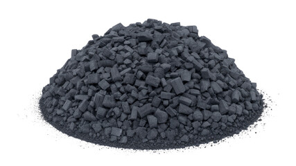 Pile of Grey Crushed Stone, Gravel, or Rubble Isolated on Transparent Background