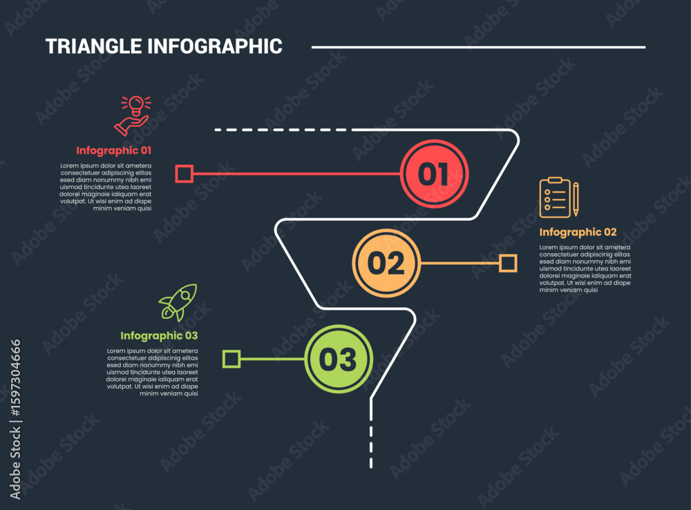Aufkleber triangle shape infographic process diagram with pyramid line right and side with circle line pointer