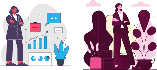 Vector illustration of office Project presentation 