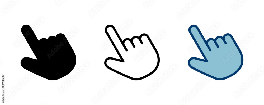 Poster hand cursor icon vector isolated on white background. hand click icon. finger pointer vector