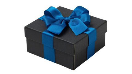 Elegant Black Gift Box with Blue Ribbon Bow