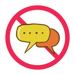 No chat sign, forbidden talk icon, stop conversation symbol