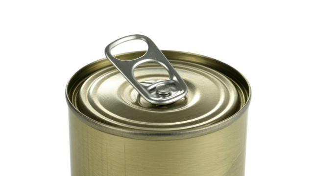 Close-up of an Easy-Open Tin Can with Pull Tab