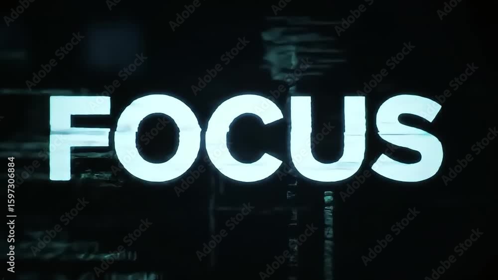Poster glitching focus word over digital code stream